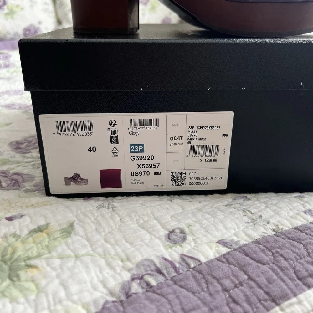 Chanel Burgundy Leather Camellia Flower Studded Platform Clogs 2023 IT 40